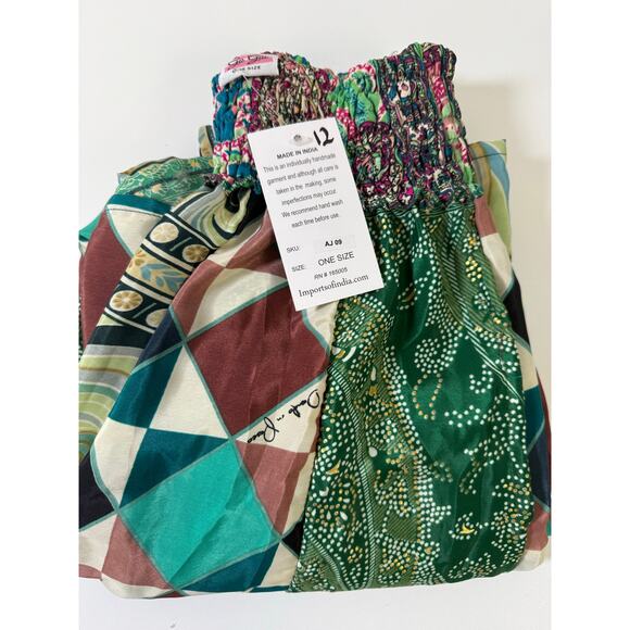 Mixed-print wide-leg trousers- One Size 100% Silk - Picture 5 of 5